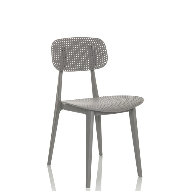 Silla de exterior gris ARTIFO HOL con respaldo y asiento perforados de hjh OFFICE