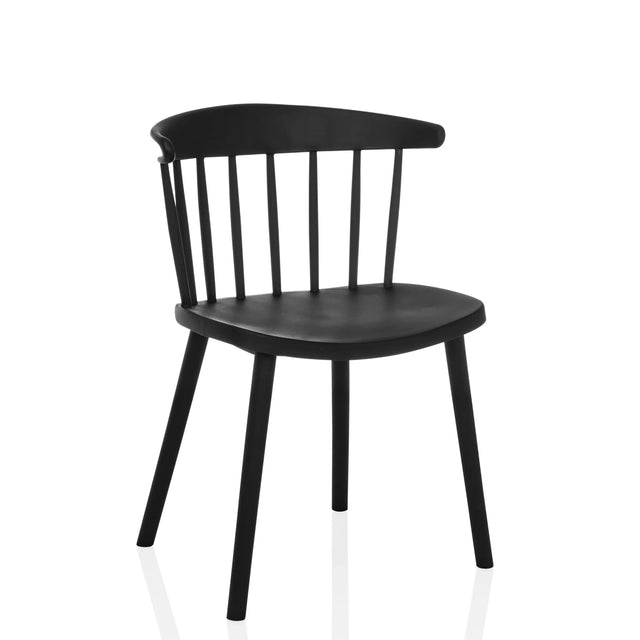 Silla de comedor negra ARTIFO RIB con un respaldo de listones verticales de hjh LIVING