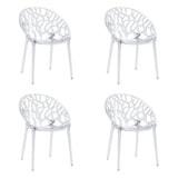 Cuatro sillas de cuatro patas Artifo T transparentes con respaldo orgánicamente perforado de hjh LIVING