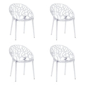 Cuatro sillas de cuatro patas Artifo T transparentes con respaldo orgánicamente perforado de hjh LIVING