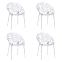 Cuatro sillas de cuatro patas Artifo T transparentes con respaldo orgánicamente perforado de hjh LIVING