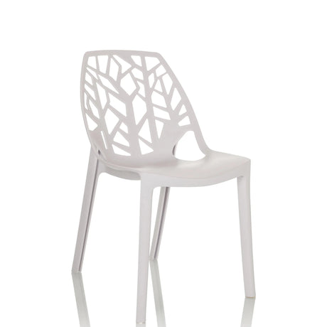 Silla de exterior blanca ARTIFO TRI con un respaldo de malla en estructura orgánica de hjh OFFICE