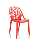 Silla de exterior roja ARTIFO TRI con un respaldo perforado orgánicamente de hjh OFFICE