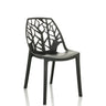 Silla de exterior negra ARTIFO TRI con un respaldo calado con aspecto de ramas de hjh OFFICE