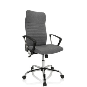 Silla Home Office ARTON 40 con tapizado de tela gris y base cromada de hjh OFFICE