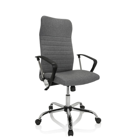 Silla Home Office ARTON 40 con tapizado de tela gris y base cromada de hjh OFFICE