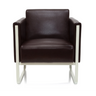 Sillón tapizada marrón ARUBA con revestimiento de cuero y estructura de metal blanca de hjh OFFICE
