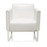 Sillón tapizado blanco ARUBA con estructura metálica plateada de hjh OFFICE