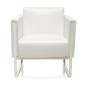 Sillón tapizado blanco ARUBA con estructura metálica plateada de hjh OFFICE