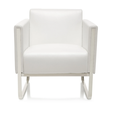 Sillón tapizado blanco ARUBA con estructura metálica plateada de hjh OFFICE