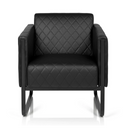Sillón tapizada negro ARUBA BLACK con costuras de diamante y base de trineo de hjh OFFICE