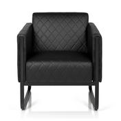 Sillón tapizada negro ARUBA BLACK con costuras de diamante y base de trineo de hjh OFFICE