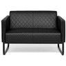 Sofá de diseño negro ARUBA BLACK de dos plazas con costuras de diamante y patas de trineo de hjh OFFICE
