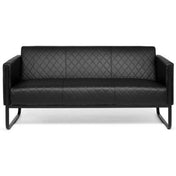 Sofá de diseño ARUBA BLACK negro de tres plazas con costuras en rombos y estructura metálica de hjh OFFICE
