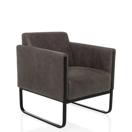 Sillón de diseño Aruba Retro gris con funda gris oscuro y estructura de patines negra de hjh OFFICE