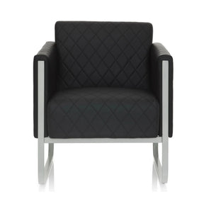 Sillón tapizada negro ARUBA STEP con funda acolchada y estructura plateada de hjh OFFICE