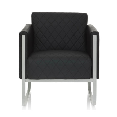 Sillón tapizada negro ARUBA STEP con funda acolchada y estructura plateada de hjh OFFICE