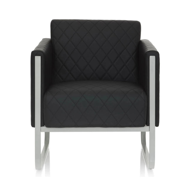 Sillón tapizada negro ARUBA STEP con funda acolchada y estructura plateada de hjh OFFICE