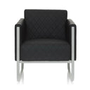 Sillón tapizada negro ARUBA STEP con funda acolchada y estructura plateada de hjh OFFICE