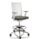 Silla de mostrador ASPEN WORK W gris con respaldo de malla blanco y reposapiés de cromo de hjh OFFICE