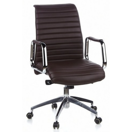Sillón de oficina profesional ASPERA 10 marrón con tapizado acolchado y reposabrazos cromados de hjh OFFICE