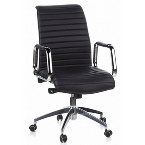 Sillón de oficina profesional ASPERA 10 negro con tapicería acanalada y reposabrazos de cromo brillante de hjh OFFICE