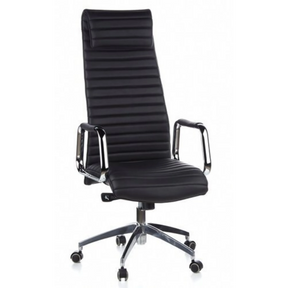 Luxus-Chefsessel ASPERA 20 mit schwarzem Bezug, Quersteppung und verchromten Armlehnen von hjh OFFICE
