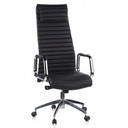 Sillón de alta gama ASPERA 20 con tapizado negro, costuras transversales y reposabrazos cromados de hjh OFFICE