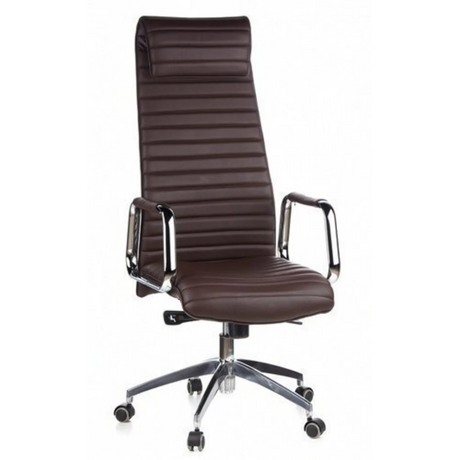 Sillón de alta gama ASPERA 20 en marrón con costuras horizontales y reposabrazos cromados de hjh OFFICE