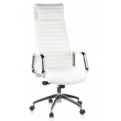 Sillón de alta gama ASPERA 20 en blanco crema con costura transversal y reposabrazos cromados de hjh OFFICE