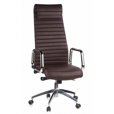 Luxus-Chefsessel ASPERA 20 in Braun mit horizontaler Steppung und verchromten Armlehnen von hjh OFFICE