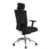 Silla de oficina profesional ASTRA LUX negra con tapizado de tela, reposacabezas y base brillante de hjh OFFICE