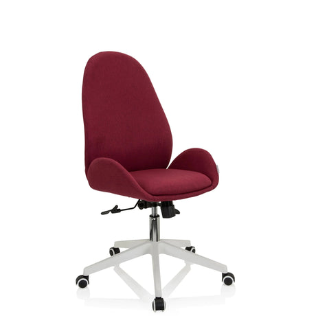 Silla Home Office AVEA I en color burdeos con base blanca y ruedas de hjh OFFICE