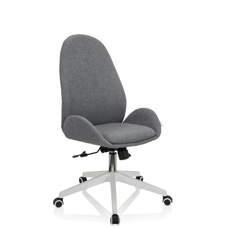 Silla Home Office AVEA I con tapizado de tela gris y base blanca con ruedas de hjh OFFICE