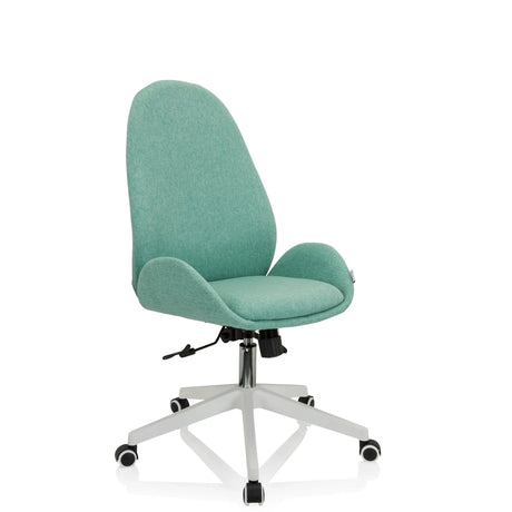 Silla Home Office AVEA I con tapizado de tela color aqua y base blanca de hjh OFFICE