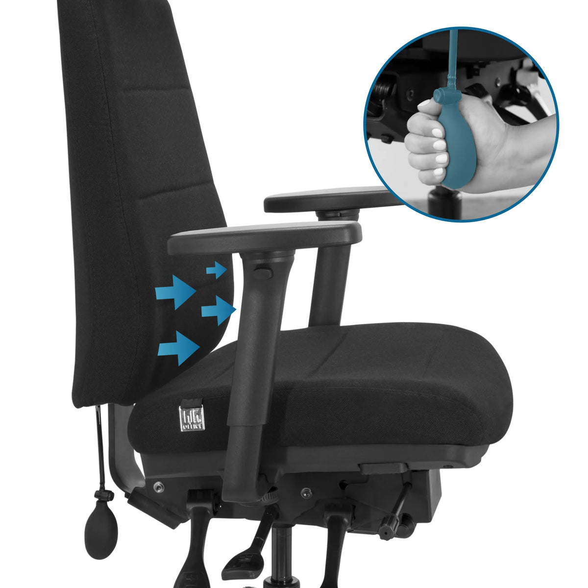 Mecanismo de soporte lumbar ajustable de la Silla de oficina profesional PHOENIX PRO I de hjh OFFICE