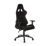 Silla gaming negra GAME FORCE con reposacabezas, reposabrazos y base de cinco ruedas de hjh OFFICE – vista de 360° (vista frontal en diagonal 40°)