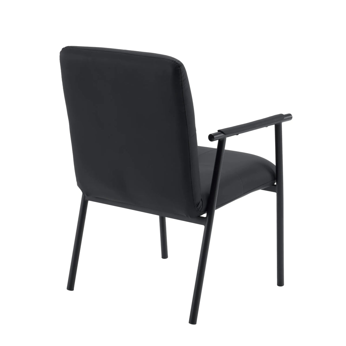 Vista trasera de la silla tapizada Lifea Flex de cuero sintético negro con patas de metal negras de hjh LIVING
