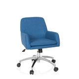 Silla Home Office SHAKE 400 azul con reposabrazos y base de cinco ruedas de hjh OFFICE – vista de 360° (vista frontal 20°)