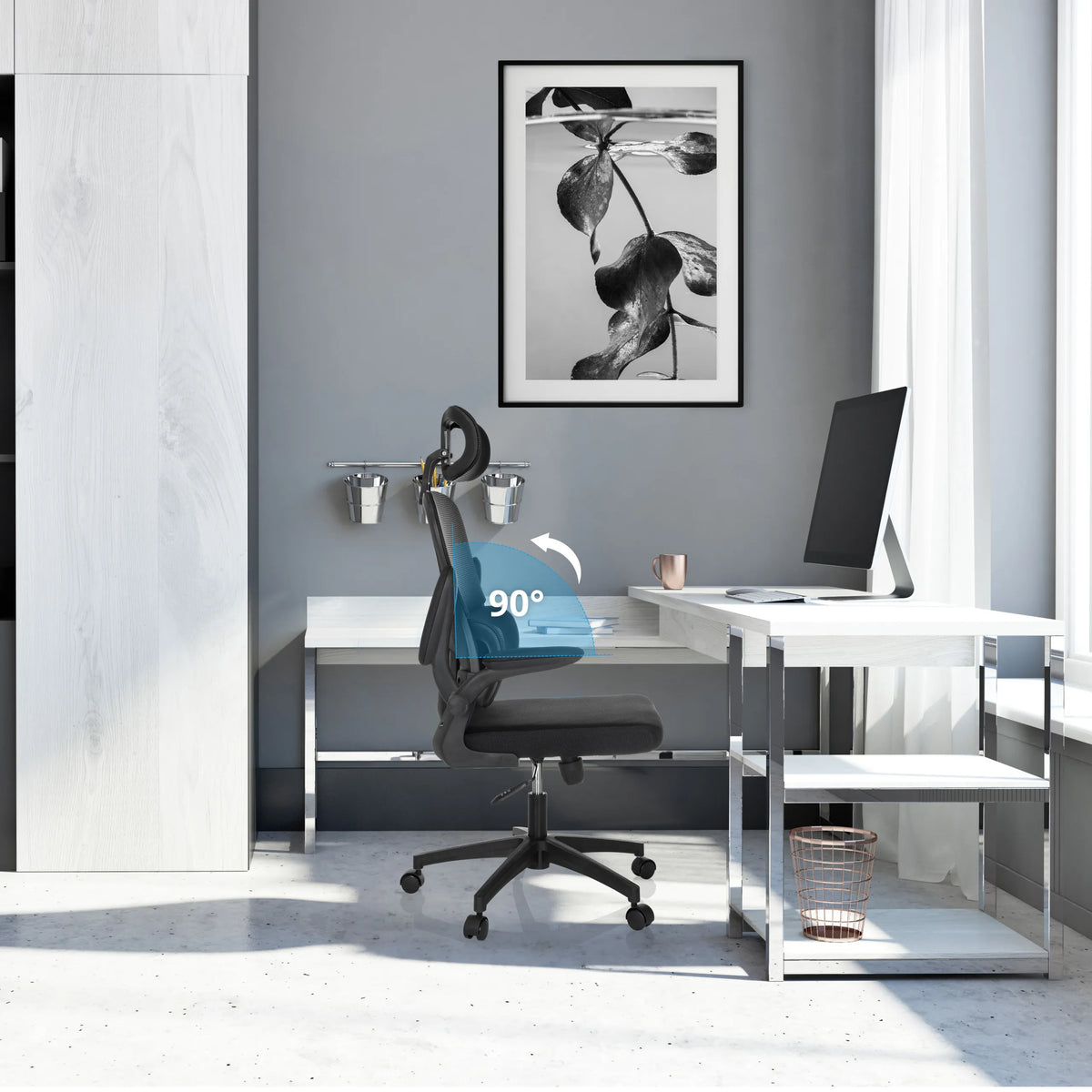 Función giratoria de 90 grados de la Silla Home Office ERGOMY FLEX en negro de MyBuero