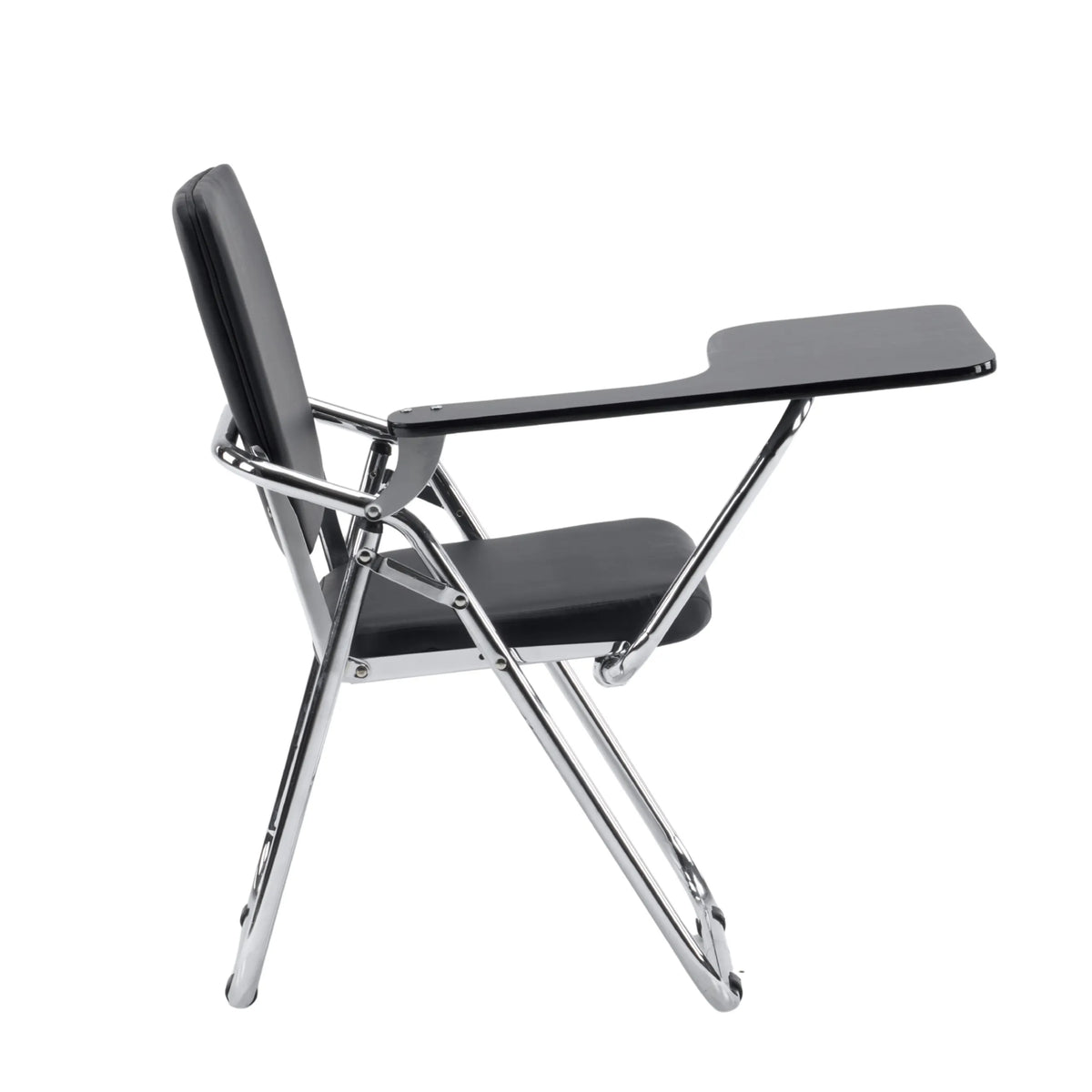 Silla plegable Esto T negra con tableta integrada y estructura de cromo de hjh OFFICE