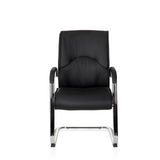 Silla de viga voladiza SOVRANO V negra con reposabrazos y estructura de patín cromada de hjh OFFICE – vista de 360° (vista frontal 0°)