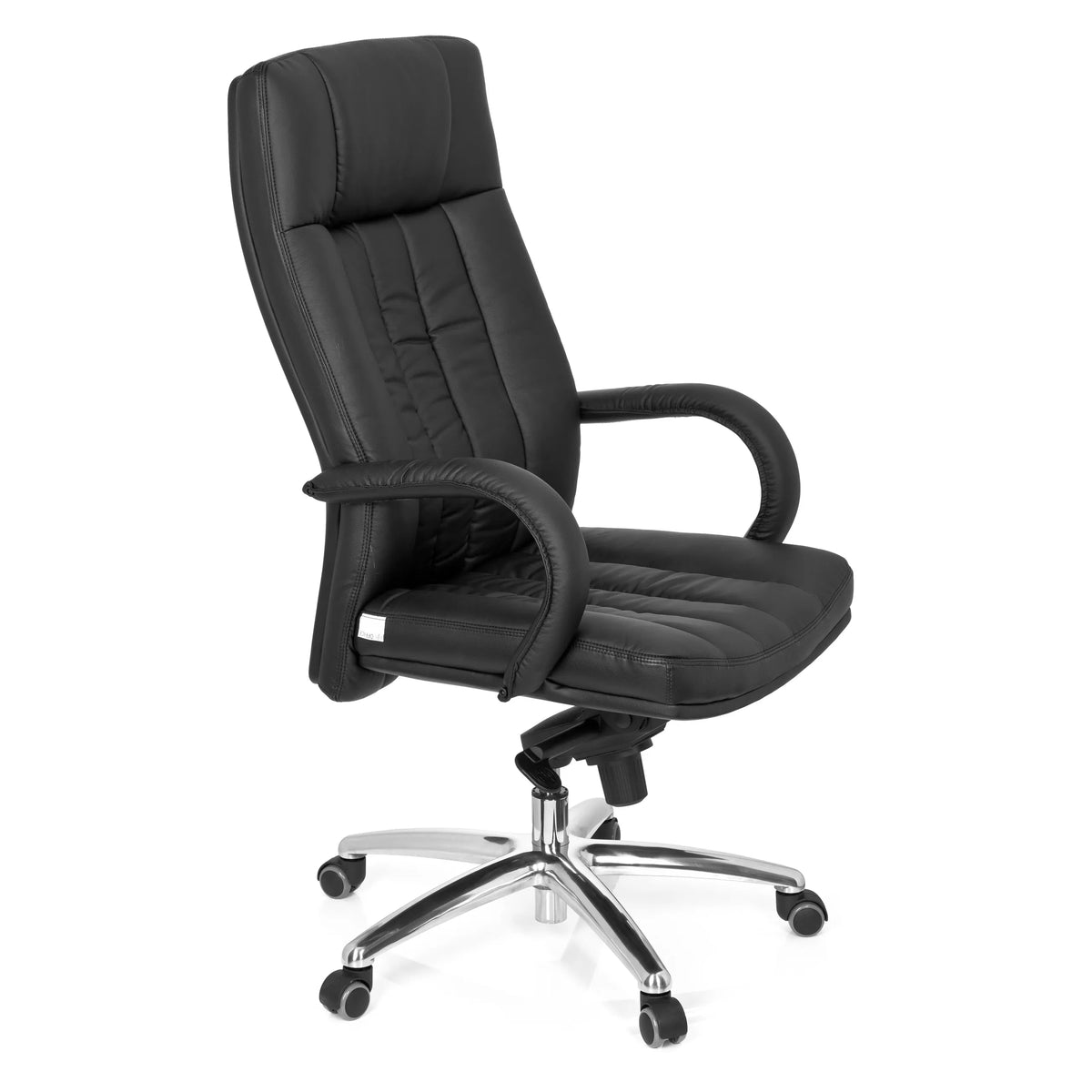 Silla giratoria XXL G 300 negra con acolchado, reposabrazos y base de cinco ruedas de hjh OFFICE – vista de 360° (vista frontal en diagonal 60°)