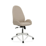 Silla Home Office AVEA I en color beige con reposabrazos y base blanca de cinco ruedas de hjh OFFICE – vista de 360° (vista frontal en diagonal 40°)