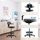 Reposabrazos y asiento regulables en altura de la silla de trabajo TOP WORK 40 en gris oscuro con aro reposapiés de hjh OFFICE