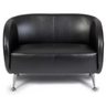 Schwarzes Loungesofa ST. LUCIA als Zwei-Sitzer mit glänzenden Metallfüßen von hjh OFFICE