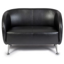 Schwarzes Loungesofa ST. LUCIA als Zwei-Sitzer mit glänzenden Metallfüßen von hjh OFFICE