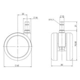 Dibujo técnico de las Ruedas para sillas 5x ROLO 10mm/65mm con un diámetro de 65 mm de hjh OFFICE