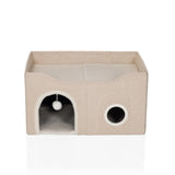 Cueva para gatos PAWY EB beige con arco de entrada, pelota de juguete y abertura lateral de hjh LIVING – vista de 360° (vista frontal 0°)