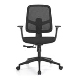 Silla Home Office Malio negra con respaldo de malla y base de cinco ruedas de hjh OFFICE – vista de 360° (vista frontal 0°)